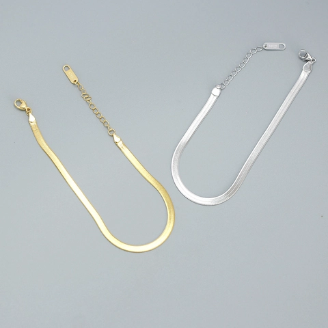 Pulsera De Cadena De Serpiente Plana De Plata De Ley 925 Espiga Extensión Ajustable Cierre De Langosta