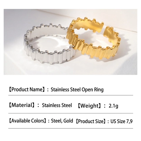 Anillo Regolabile Geometrico In Acciaio Inossidabile Minimalista Di Moda Placcato Oro 18 Carati Per Donne