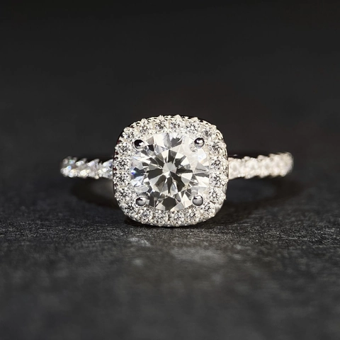 Luxury 925 Sterling Silver 1 Carat Moissanite Ring For Women D Color Princess Square Halo Engagement Wedding Band Jewelry