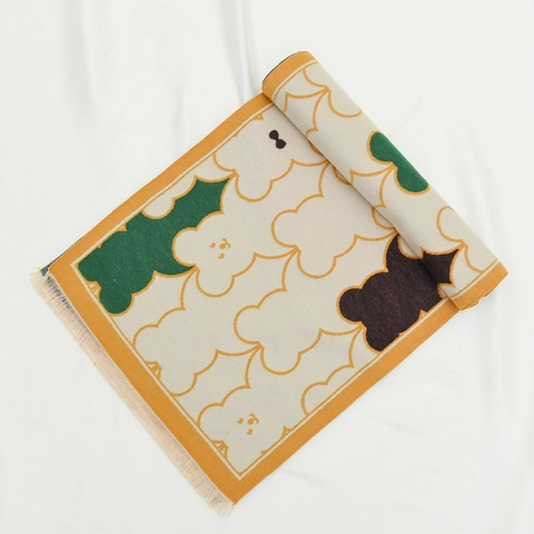 Kids Scarf Warm Windproof Soft Core-Spun Yarn Imitation Cashmere Tassel Cartoon Cloud Pattern For Boys Girls Winter