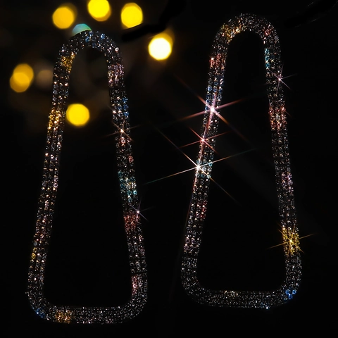 Pendientes Colgantes de Lujo Geométricos con Borlas de Strass para Mujer Cobre Electroforesis Joyería de Fiesta