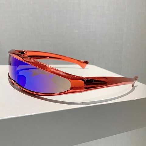 Futuristic Wrap Around Shield Sunglasses Y2K Cyberpunk Style Integrated PC Frame UV400 Protection Outdoor Sports Eyewear