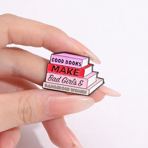 Creative Stacked Books Enamel Pin Brooch Personalized Slogan Badge Alloy Metal Jewelry Accessory For Reading Lovers Women Men
