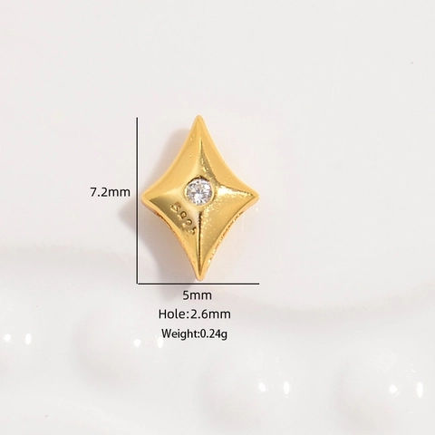 925 Sterling Silver Cubic Zirconia Beads Rhombus Star Oval Shapes For Jewelry Making DIY Charm Bracelet Necklace