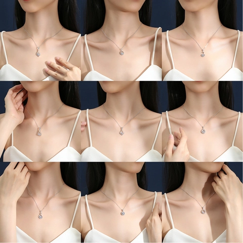 925 Sterling Silver Moissanite Necklace D Color Minimalist Pave Swan Heart Pendant Necklace For Women Elegant Jewelry Gift