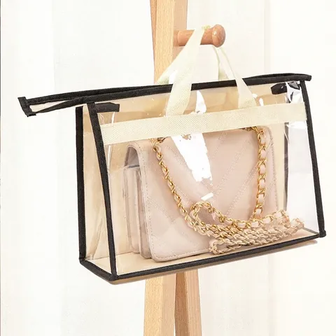 Handbag Dust Bag Transparent Purse Storage Organizer For Closet Wardrobe PVC Non-Woven Moisture-Proof With Zipper Handle