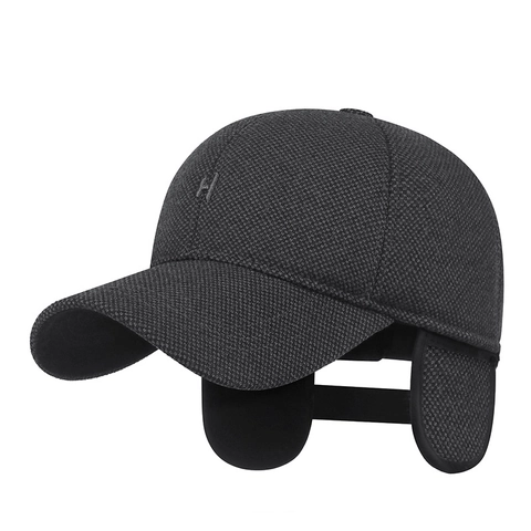 Herren Winter Warm Baseballkappe Fleece Gefüttert Ohrenschutz Strickstruktur H Buchstaben Stickerei Outdoor Winddichter Hut