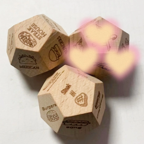 Wooden Date Night Dice Multi Sided Food Decision Dice Movie Choice Game For Couples Anniversary Valentine Day Gift