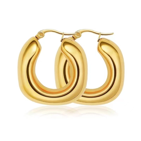 Edelstahl Crescent Hoop Ohrringe 18K Vergoldet Hohl Chic Minimalistischer Statement Modeschmuck Für Damen
