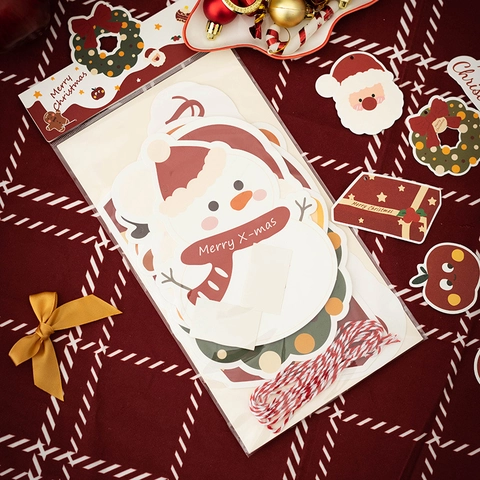 Étiquettes Suspendues De Noël Bannière Dessin Animé Père Noël Renne Bonhomme De Neige Papier Carton Décoration Pour Fête