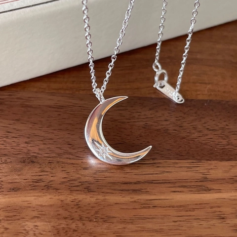 Collana Con Ciondolo Luna E Stella In Argento Sterling 925 Con Zirconia Per Donna Gioielli Da Collo Eleganti Minimalisti