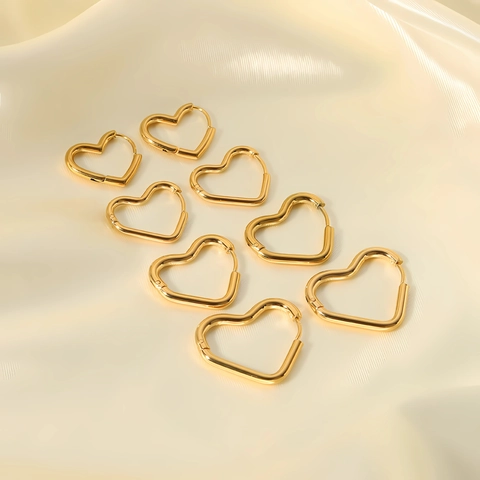 Pendientes De Aro De Corazón De Acero Inoxidable Con Poste De Plata De Ley 925 Joyería De Moda Geométrica