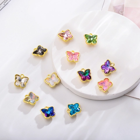 Ciondoli Farfalla Lega Cristallo Colorato Pendenti Per DIY Creazione Di Gioielli Orecchini Braccialetti Accessori Eleganti
