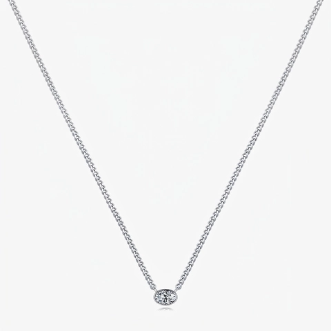 Collana Con Pendente In Zirconia Ovale Argento Sterling 925 Gioielli Eleganti Minimalisti Regalo Per Donna Catena