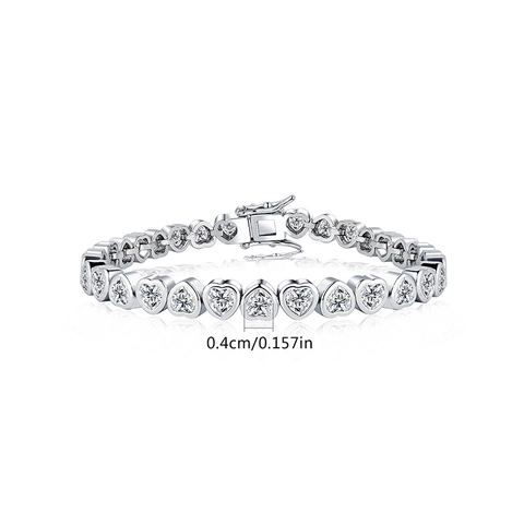 Bracciale Tennis a Cuore Romantico Francese in Rame Placcato Oro Con Zirconia a Taglio Cuore Catena a Maglie Per Donna Elegante Regalo Gioielli