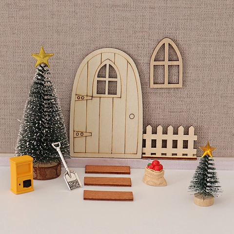 Decorazione Miniatura Per Casa Delle Bambole Di Natale Legno Plastica DIY Micro Paesaggio Accessori Giardino Delle Fate Ornamento