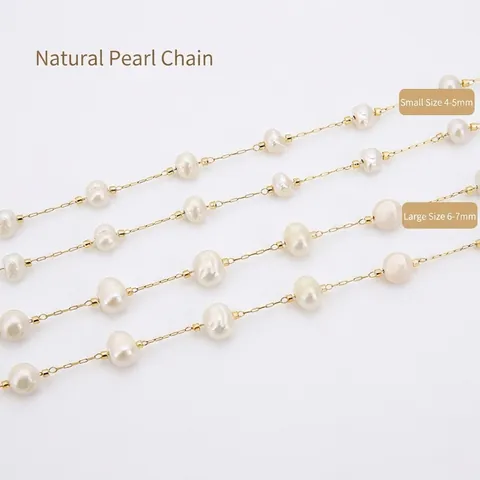 Chaîne En Acier Inoxydable De Perles D'eau Douce Naturelles Pour La Fabrication De Bijoux Bricolage Maillon Doré
