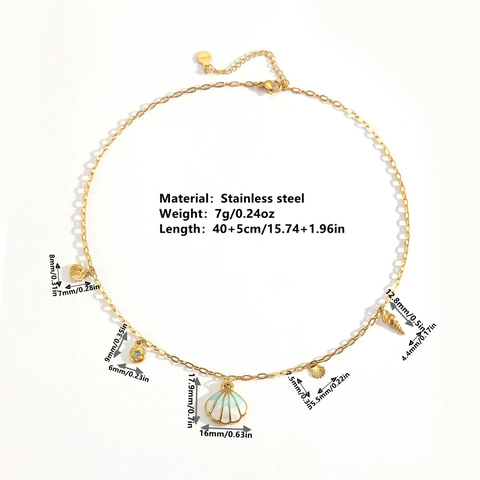 Collar Con Colgante De Concha De Acero Inoxidable Chapado En Oro Verano Playa Marina Joyería Para Mujeres Elegante