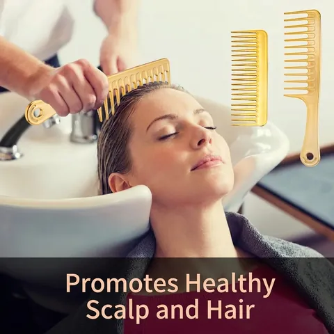 Breedgetande Ontwarringskam En Haarborstel Professionele Salon Massage Styling Tools Gegalvaniseerd ABS Draagbaar Unisex Goud