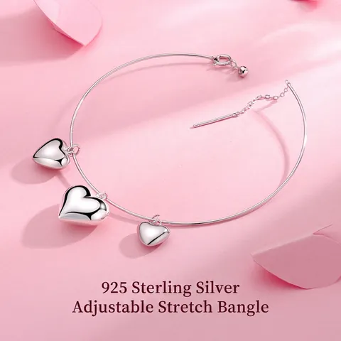 925 Sterling Silver Minimalist Adjustable Elastic Bracelet For Women Retractable Bead Commute Ins Style Fashion Jewelry