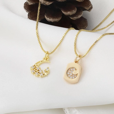 Ciondoli Minimalisti in Rame Placcato Oro Con Zirconia a Forma di Stella Luna Sole per DIY Collane Bracciali Orecchini