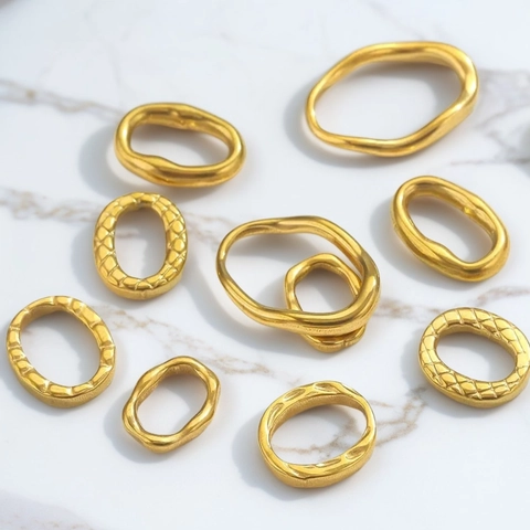Ciondoli Anello Irregolari Acciaio Inossidabile Placcato Oro Connettori Fai Da Te Creazione Gioielli Accessori Martellato