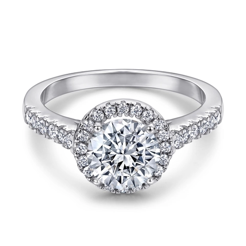 925 Sterling Silver Zirconia Halo Ring For Women Round Cut Pave Set Wedding Engagement Luxurious Fashion Jewelry Finger Ring