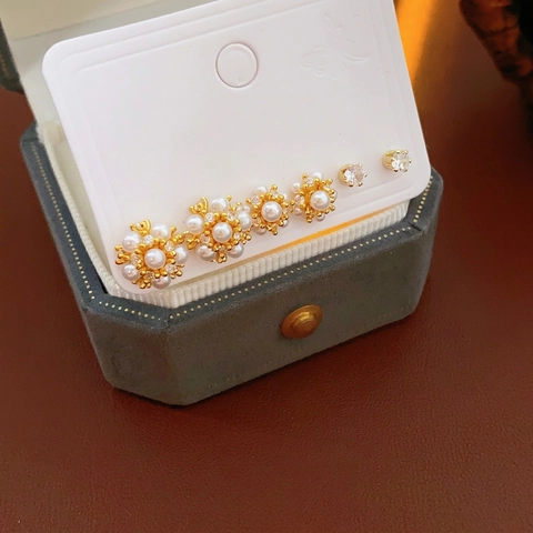 Orecchini A Fiore Con Künstliche Perle Di Imitazione Placcati In Oro Retrò Con Zircone E Perno In Argento Gioielli Eleganti Per Donna
