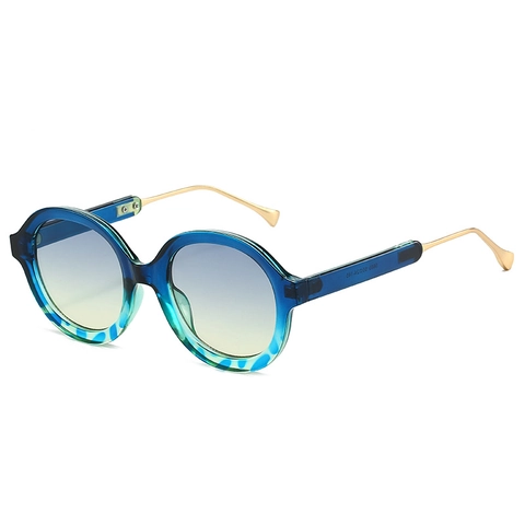 Round Frame Sunglasses Vintage Oversized UV400 Protection Gradient Lens PC Metal Temples Fashion Eyewear For Women Men