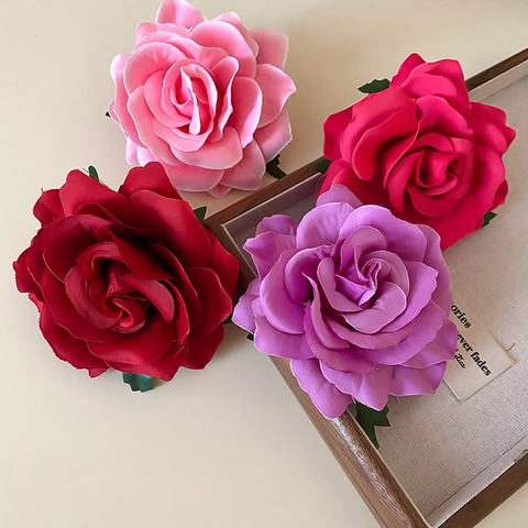 Handgemachte Stoff Rose Blume Haarklammer Brosche Dual Use Süße Florale Haarnadel Kopfschmuck Damen Accessoire