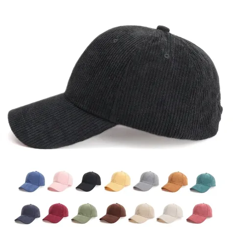 Corduroy Baseball Cap Solid Color Adjustable Metal Buckle Vintage Leisure Sports Hat For Men Women