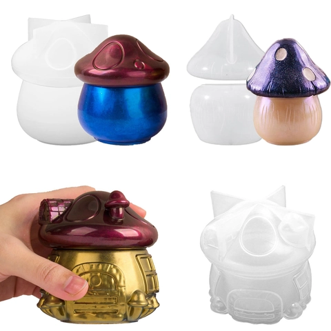 Molde De Silicona Con Forma De Casa De Hongo Pájaro Para Caja De Almacenamiento De Resina Organizador De Joyas