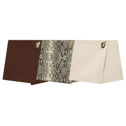 Women Asymmetrical Skort High Waist Polyester Shorts With Metallic Button Chic Elegant Fashionable Bottoms