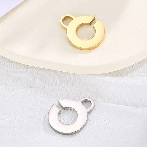 Edelstahl Rund Offener Anhänger Ausgehöhlt C Form Charm DIY Schmuckherstellung Zubehör Polierter Minimalistischer Stil