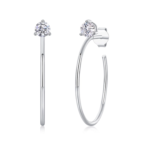 925 Sterling Silver Moissanite Hoop Earrings For Women Minimalist D Color GRA Certificate Moissanite Hoop Earring Jewelry