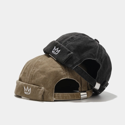Docker Hat Gorro Sin Ala Algodón Lavado Bordado De Corona Vintage Streetwear Ajustable Miki Hat