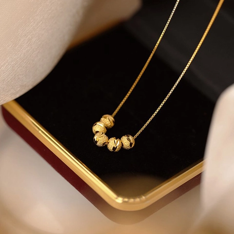 Collana Di Perle Della Fortuna Dorate Rame Smerigliato Sfaccettato Catena Clavicola Gioielli Vintage Minimalisti