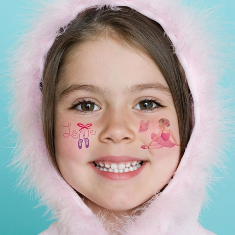 Pegatinas De Tatuajes Temporales Dibujos Animados Princesa Ballet Sirena Para Niñas Impermeable Luminoso Purpurina
