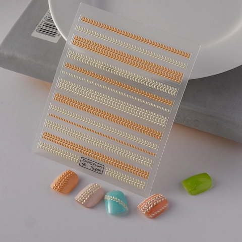 Stickers Nail Art 5D Relief Motif Tricot Texture Pull Autocollant Décoration Manucure Hiver Pour Femmes