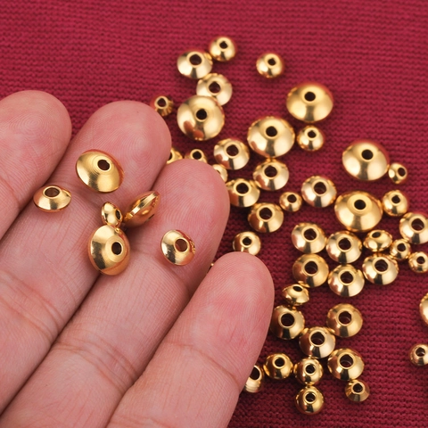 Cuentas Espaciadoras De Acero Inoxidable Forma Platillo Ábaco Chapado En Oro DIY Joyería Planas Redondas Metal Sueltas