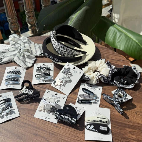 Accessori Per Capelli Tasti Di Pianoforte Note Musicali Nero Bianco Stella Gatto Tessuto Acrilico Elastici Clip Donne Ragazze