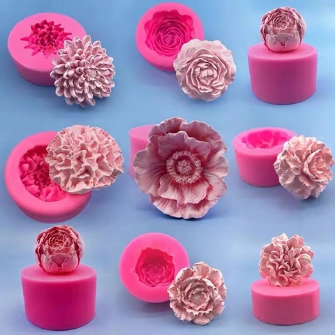 3D Blumen Silikonformen Pfingstrose Rose Nelke Backen Fondant Schokolade Handgemachte Kerze Seife Gips DIY Bastelwerkzeuge