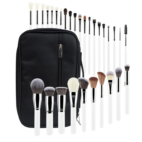 Professionele Cosmetische Borstels Synthetische Vezelharen Houten Handvat Aluminium Ferrule Voor Gezicht Oog Lip Make Up