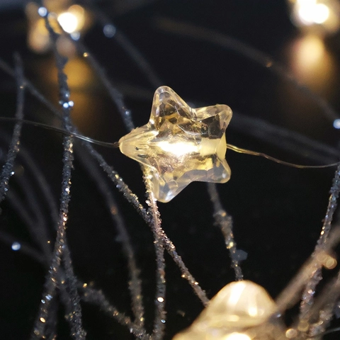 Star LED String Lights Copper Wire Plastic Warm White Battery Operated Flashing For Christmas Tree Indoor Outdoor Decor