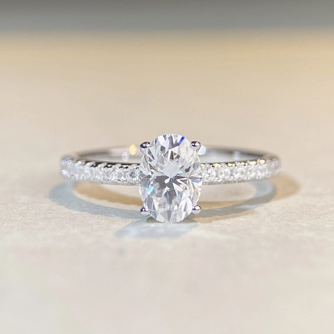 Ovaler Moissanit Ring 925 Sterling Silber Verlobungsring Hochzeitsschmuck Für Damen