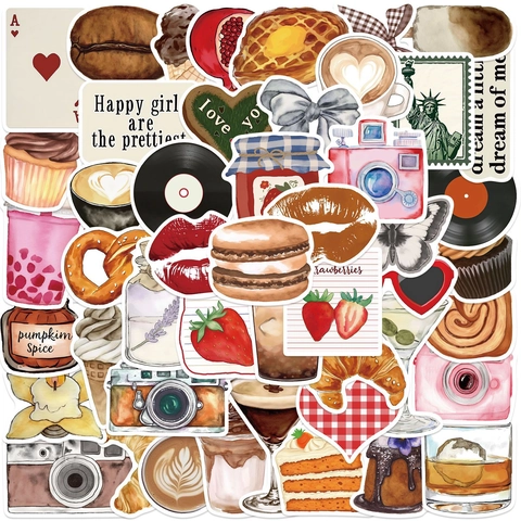 Aquarell Paradies Graffiti Adesivi Impermeabile PVC DIY Decorativi Decals Per Bottiglia D'acqua Custodia Telefono Laptop Chitarra Artistica Scrapbooking Cancelleria