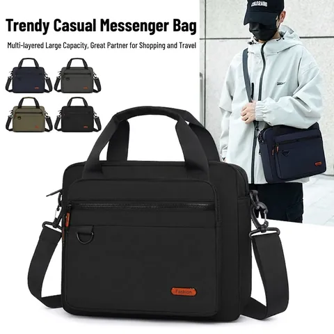 Borsa Messenger Da Uomo Tessuto Oxford Resistente All'acqua Grande Capacità Borsa A Tracolla Business Casual Borsa