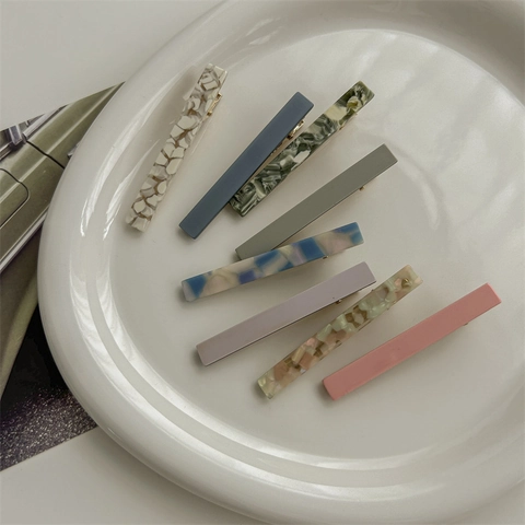 Pinzas Para El Cabello De Acetato Elegantes Estilo Francés Patrón De Mármol Pasador Lateral Retro Para Mujer Accesorio Con Estilo