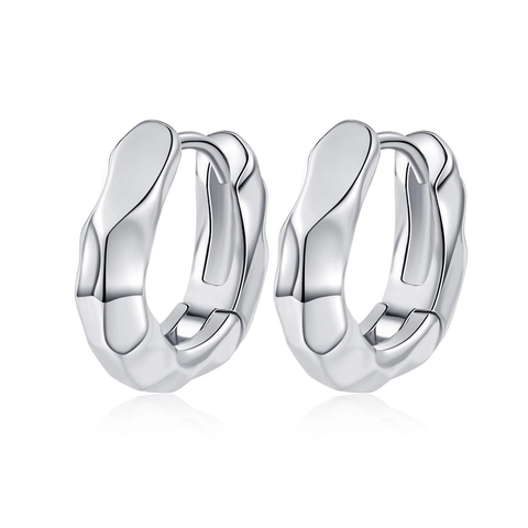 Irreguläre Textur Creolen Minimalistisches Wellendesign Kupfer Mit Silbernem Ohrstecker Vintage Modeschmuck Damen