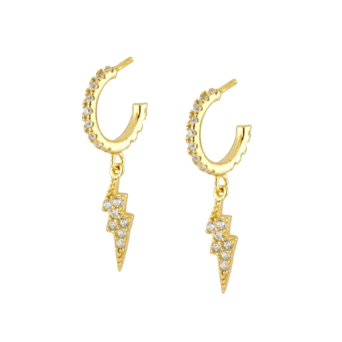 Boucles D Oreilles Pendantes Éclair Avec Zircon Cuivre Et Tige En Argent Sterling 925 Bijou Délicat Pour Femmes